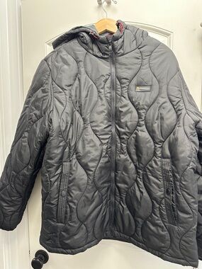 Men's Quilted Hooded Puffer Jacket - Black